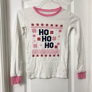 The Children's Place white pink  christmas "HO HO HO" pajama top 100% cotton L